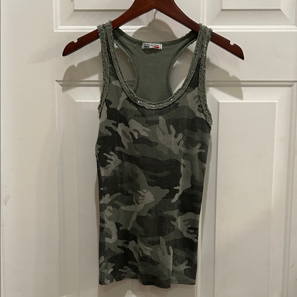 Stylish Camo Tank Top with Braided Straps